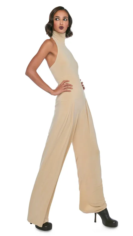 Norma Kamali Bottoms HIGH WAIST PLEAT PANT Sand 8211 Clothing