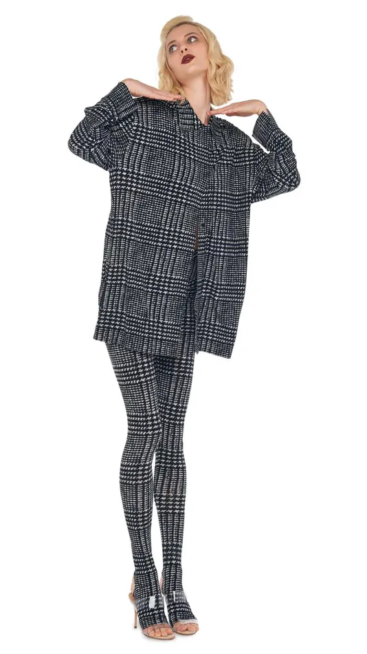 Norma Kamali Bottoms LEGGING WITH FOOTIE Large Glenn Plaid Tweed 8211 Clothing Norma Kamali Bottoms LEGGING WITH FOOTIE Large Glenn Plaid Tweed 8211 Clothing