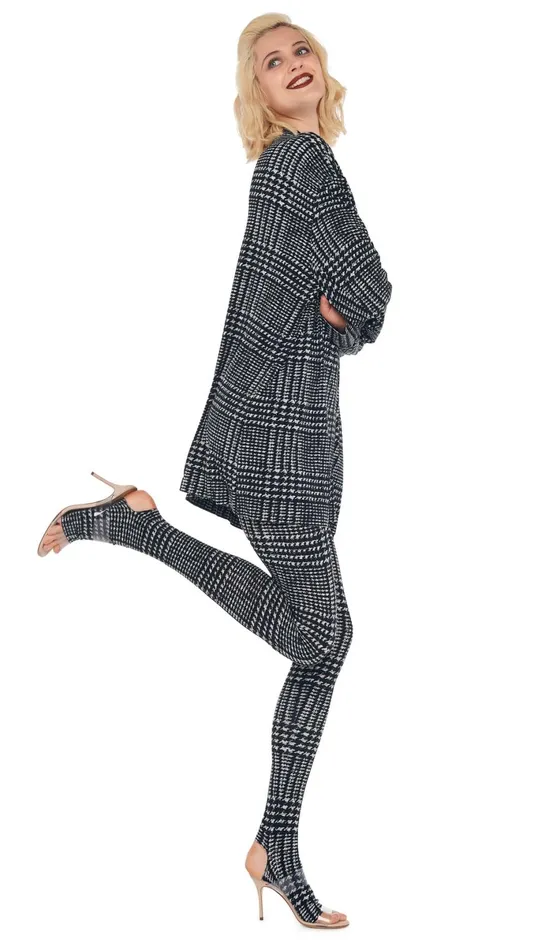 Norma Kamali Bottoms LEGGING WITH FOOTIE Large Glenn Plaid Tweed 8211 Clothing Norma Kamali Bottoms LEGGING WITH FOOTIE Large Glenn Plaid Tweed 8211 Clothing