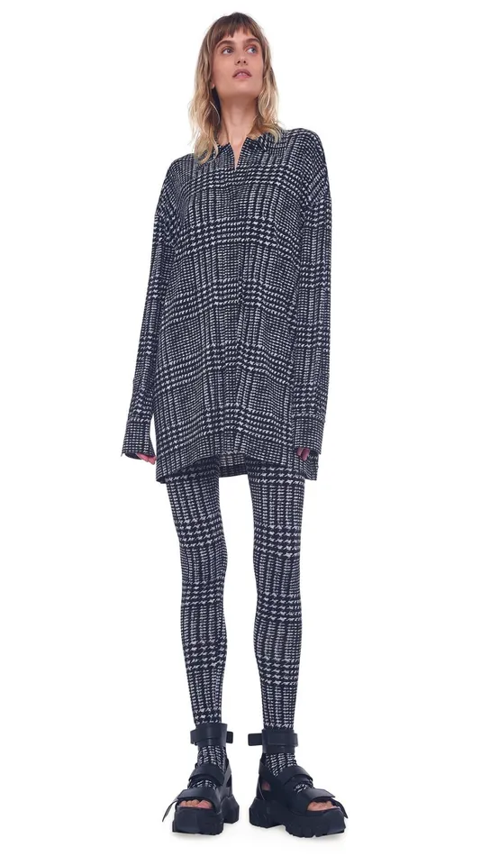 Norma Kamali Bottoms LEGGING WITH FOOTIE Large Glenn Plaid Tweed 8211 Clothing Norma Kamali Bottoms LEGGING WITH FOOTIE Large Glenn Plaid Tweed 8211 Clothing