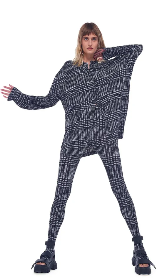 Norma Kamali Bottoms LEGGING WITH FOOTIE Large Glenn Plaid Tweed 8211 Clothing Norma Kamali Bottoms LEGGING WITH FOOTIE Large Glenn Plaid Tweed 8211 Clothing