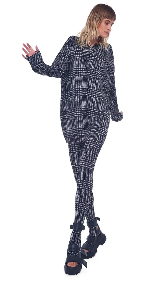 Norma Kamali Bottoms LEGGING WITH FOOTIE Large Glenn Plaid Tweed 8211 Clothing Norma Kamali Bottoms LEGGING WITH FOOTIE Large Glenn Plaid Tweed 8211 Clothing