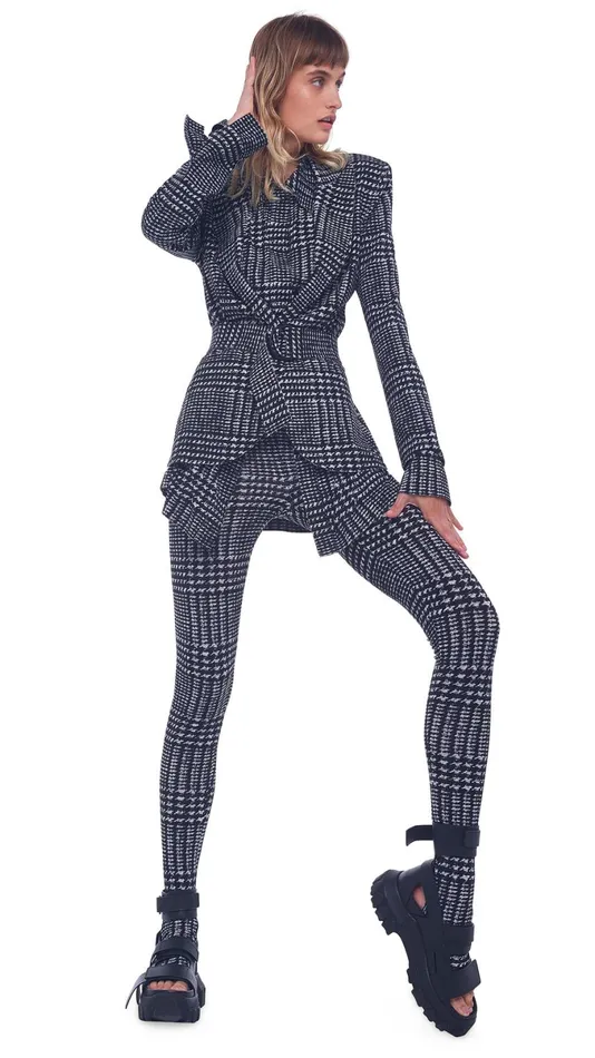 Norma Kamali Bottoms LEGGING WITH FOOTIE Large Glenn Plaid Tweed 8211 Clothing Norma Kamali Bottoms LEGGING WITH FOOTIE Large Glenn Plaid Tweed 8211 Clothing