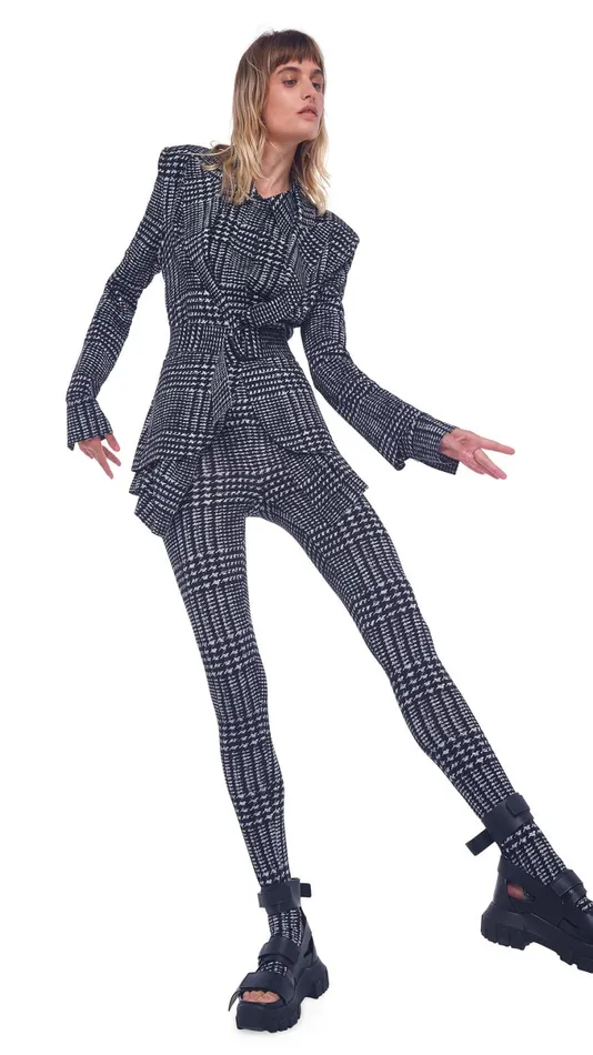 Norma Kamali Bottoms LEGGING WITH FOOTIE Large Glenn Plaid Tweed 8211 Clothing Norma Kamali Bottoms LEGGING WITH FOOTIE Large Glenn Plaid Tweed 8211 Clothing