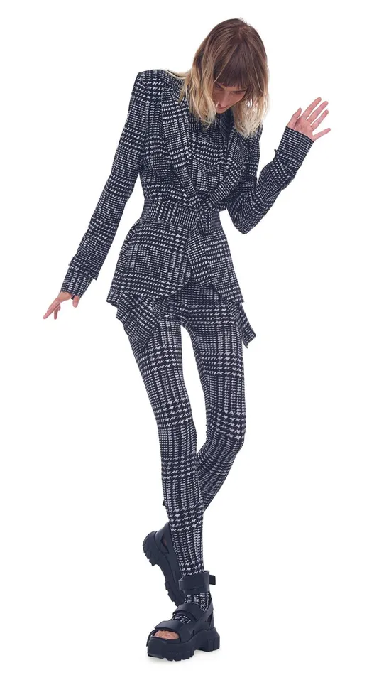 Norma Kamali Bottoms LEGGING WITH FOOTIE Large Glenn Plaid Tweed 8211 Clothing Norma Kamali Bottoms LEGGING WITH FOOTIE Large Glenn Plaid Tweed 8211 Clothing