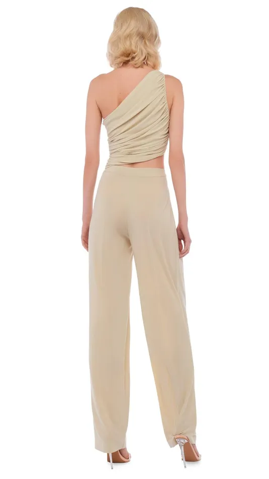 Norma Kamali Bottoms TAPERED PLEATED TROUSER Mist 8211 Clothing