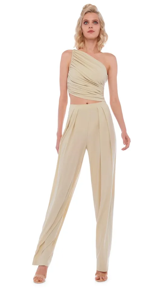 Norma Kamali Bottoms TAPERED PLEATED TROUSER Mist 8211 Clothing