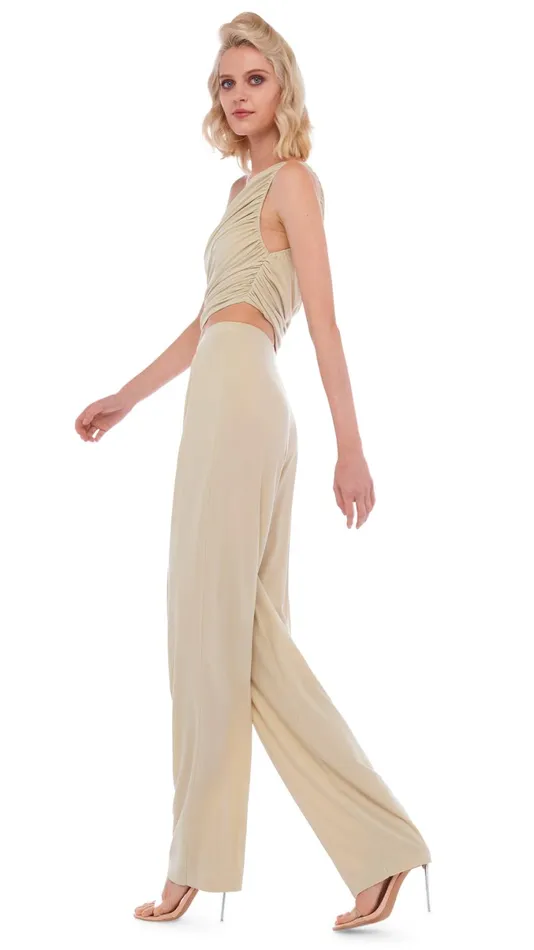 Norma Kamali Bottoms TAPERED PLEATED TROUSER Mist 8211 Clothing