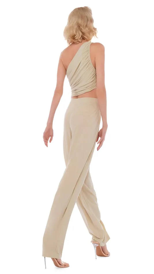 Norma Kamali Bottoms TAPERED PLEATED TROUSER Mist 8211 Clothing