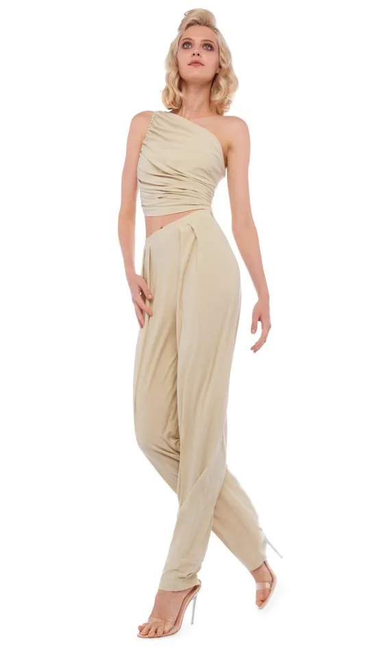 Norma Kamali Bottoms TAPERED PLEATED TROUSER Mist 8211 Clothing