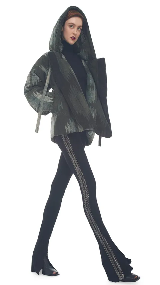 Norma Kamali Coats HOODED SLEEPING BAG JACKET Southwest 8211 Clothing