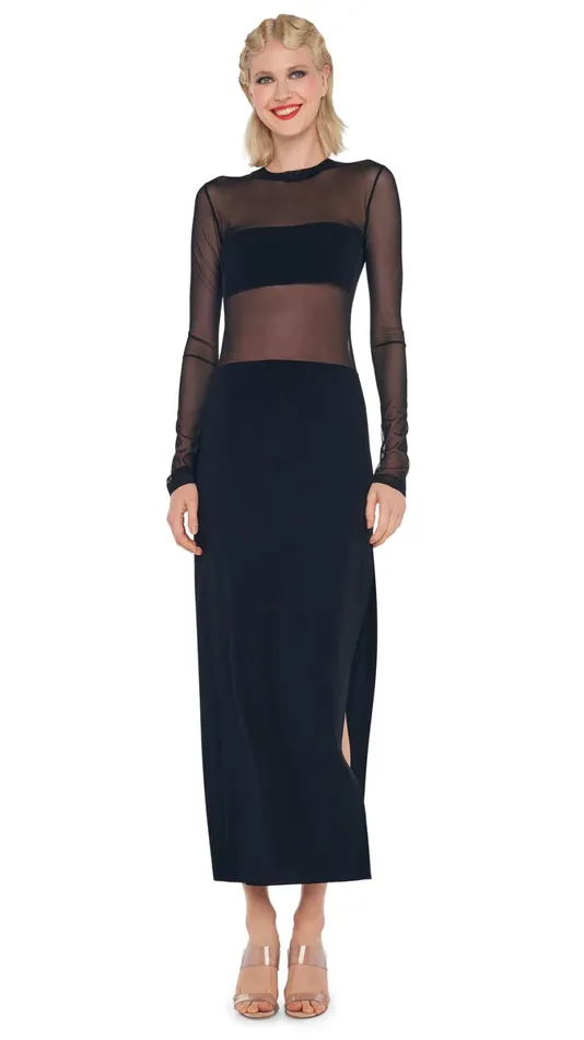 Norma Kamali Dresses DASH DASH SIDE SLIT GOWN Blackblack Mesh 8211 Clothing