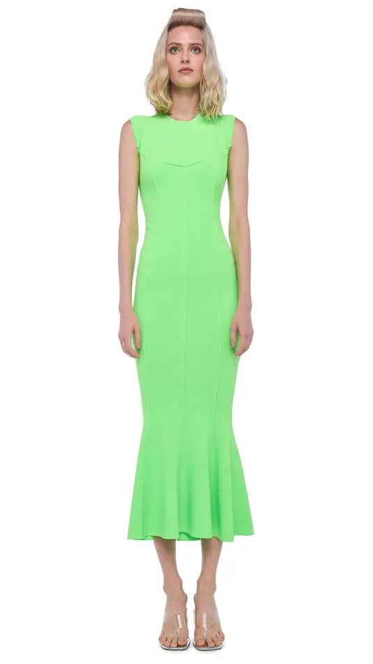 Norma Kamali Dresses GRACE FISHTAIL DRESS Neon Green 8211 Clothing