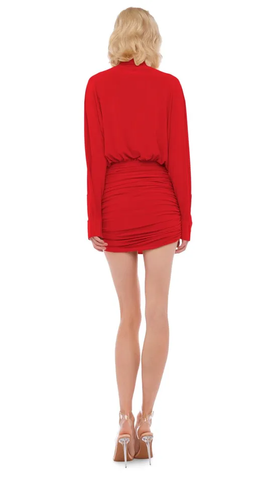 Norma Kamali Dresses OS BF NK SHIRT SHIRRED MINI DRESS Tiger Red 8211 Clothing Norma Kamali Dresses OS BF NK SHIRT SHIRRED MINI DRESS Tiger Red 8211 Clothing