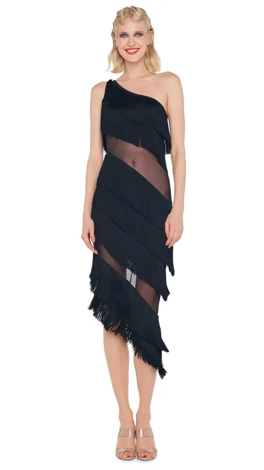 Norma Kamali Dresses SPLICED ONE SHOULDER DRESS Black 8211 Clothing