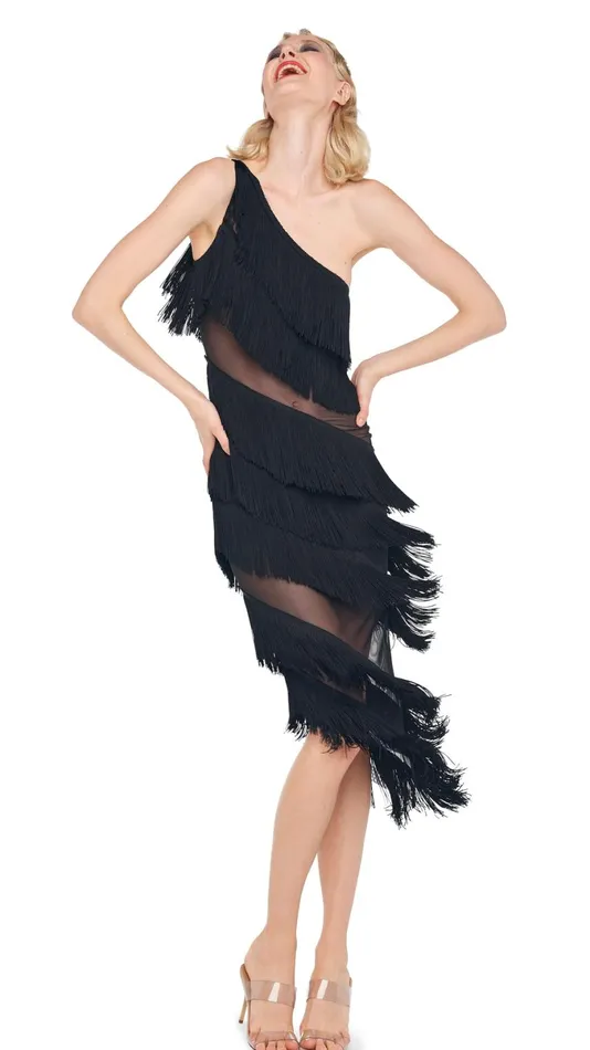 Norma Kamali Dresses SPLICED ONE SHOULDER DRESS Black 8211 Clothing