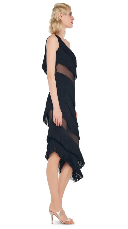Norma Kamali Dresses SPLICED ONE SHOULDER DRESS Black 8211 Clothing