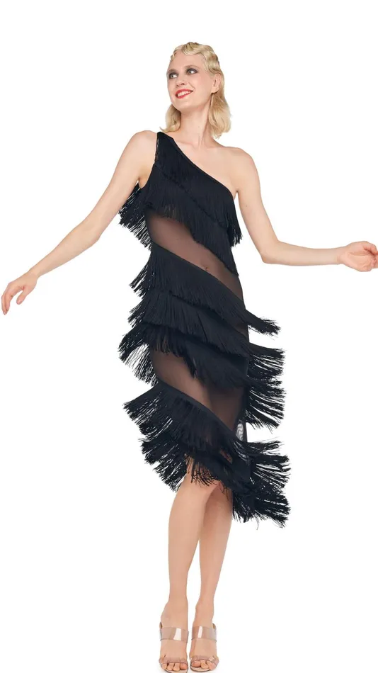 Norma Kamali Dresses SPLICED ONE SHOULDER DRESS Black 8211 Clothing