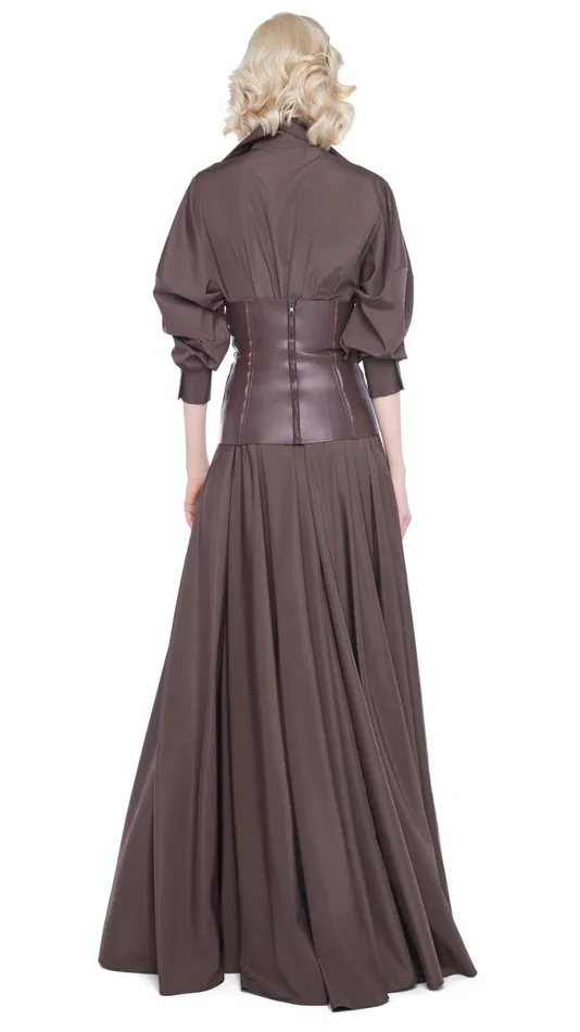 Norma Kamali Dresses SUPER OS BF NK SHIRT FLARED GOWN Chocolate 8211 Clothing Norma Kamali Dresses SUPER OS BF NK SHIRT FLARED GOWN Chocolate 8211 Clothing