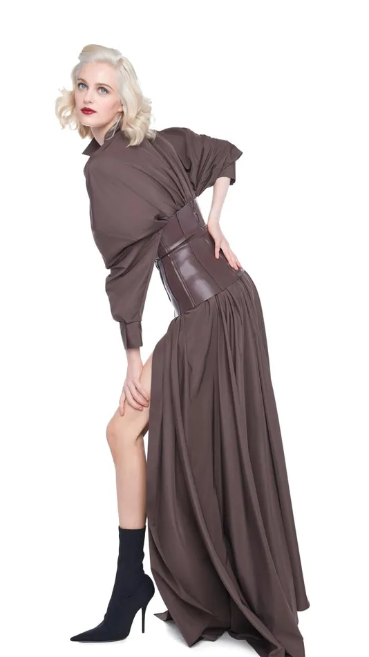 Norma Kamali Dresses SUPER OS BF NK SHIRT FLARED GOWN Chocolate 8211 Clothing Norma Kamali Dresses SUPER OS BF NK SHIRT FLARED GOWN Chocolate 8211 Clothing