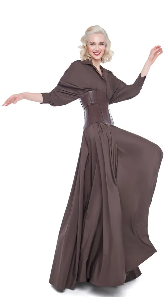 Norma Kamali Dresses SUPER OS BF NK SHIRT FLARED GOWN Chocolate 8211 Clothing Norma Kamali Dresses SUPER OS BF NK SHIRT FLARED GOWN Chocolate 8211 Clothing