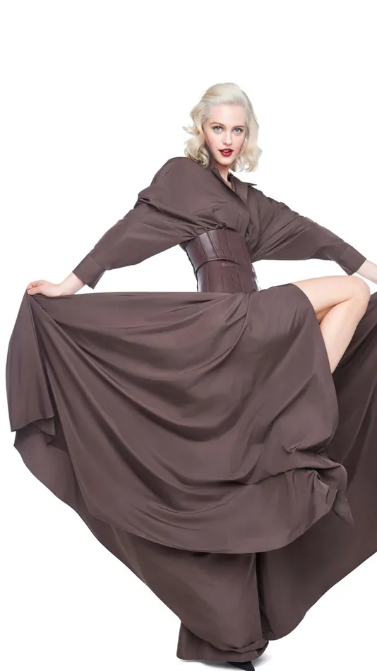 Norma Kamali Dresses SUPER OS BF NK SHIRT FLARED GOWN Chocolate 8211 Clothing Norma Kamali Dresses SUPER OS BF NK SHIRT FLARED GOWN Chocolate 8211 Clothing