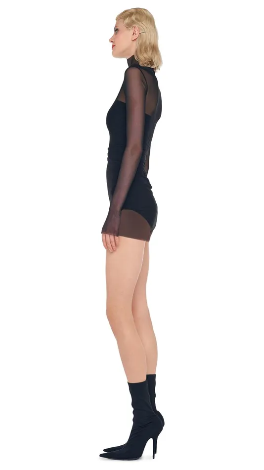 Norma Kamali Dresses TURTLENECK PICKLEBALL DRESS Blackblack Mesh 8211 Clothing Norma Kamali Dresses TURTLENECK PICKLEBALL DRESS Blackblack Mesh 8211 Clothing