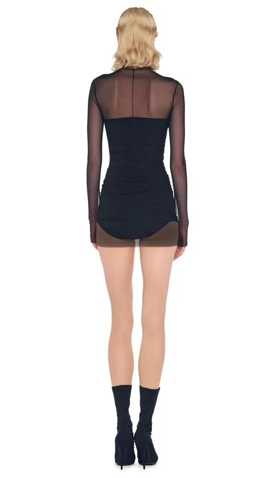 Norma Kamali Dresses TURTLENECK PICKLEBALL DRESS Blackblack Mesh 8211 Clothing Norma Kamali Dresses TURTLENECK PICKLEBALL DRESS Blackblack Mesh 8211 Clothing