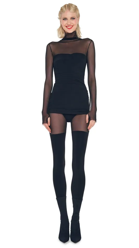 Norma Kamali Dresses TURTLENECK PICKLEBALL DRESS Blackblack Mesh 8211 Clothing Norma Kamali Dresses TURTLENECK PICKLEBALL DRESS Blackblack Mesh 8211 Clothing