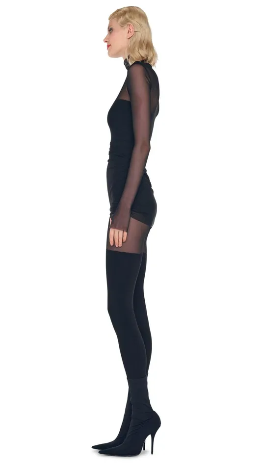 Norma Kamali Dresses TURTLENECK PICKLEBALL DRESS Blackblack Mesh 8211 Clothing Norma Kamali Dresses TURTLENECK PICKLEBALL DRESS Blackblack Mesh 8211 Clothing