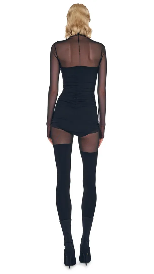 Norma Kamali Dresses TURTLENECK PICKLEBALL DRESS Blackblack Mesh 8211 Clothing Norma Kamali Dresses TURTLENECK PICKLEBALL DRESS Blackblack Mesh 8211 Clothing