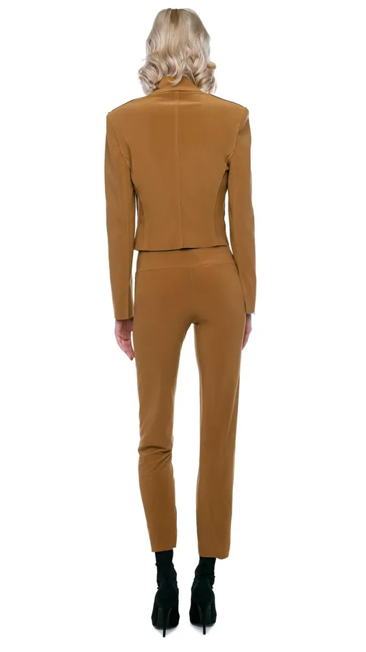 Norma Kamali Jackets CROPPED SINGLE BREASTED JACKET Woods 8211 Clothing