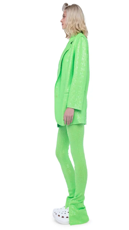 Norma Kamali Jackets SEQUIN OS DB JACKET Neon Green 8211 Clothing