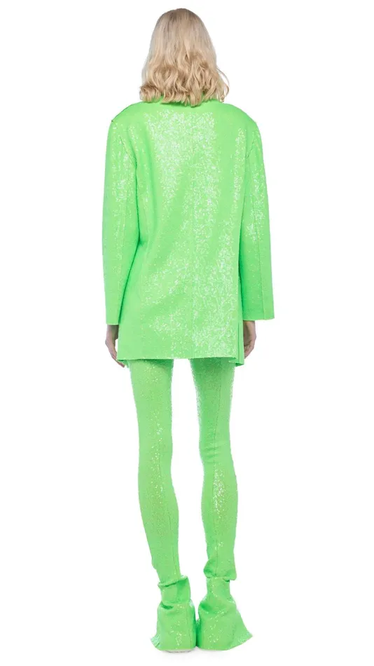 Norma Kamali Jackets SEQUIN OS DB JACKET Neon Green 8211 Clothing