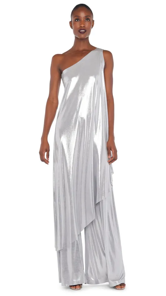 Norma Kamali Tops ONE SHOULDER DIAGONAL TUNIC Silver 8211 Clothing