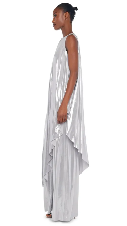 Norma Kamali Tops ONE SHOULDER DIAGONAL TUNIC Silver 8211 Clothing