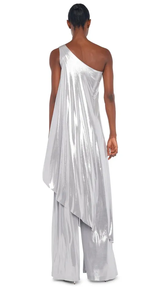 Norma Kamali Tops ONE SHOULDER DIAGONAL TUNIC Silver 8211 Clothing