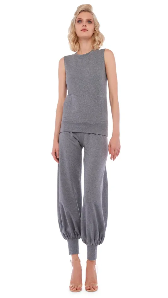 Norma Kamali Tops SLEEVELESS TAILORED TERRY TOP Medium Heather Grey 8211 Clothing