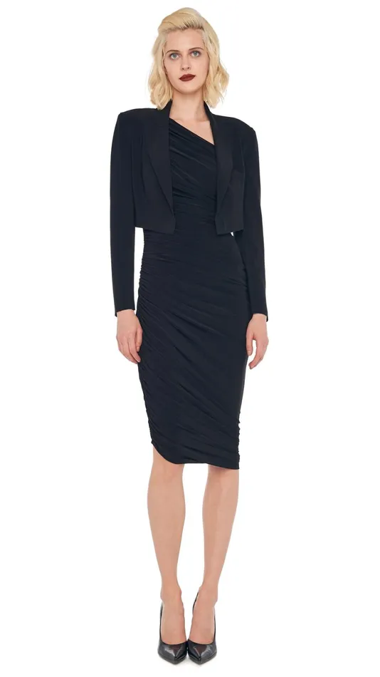 Norma Kamali Wardrobe DIANA DRESS TO KNEE With CROPPED SINGLE BREASTED JACKET 8211 Clothing