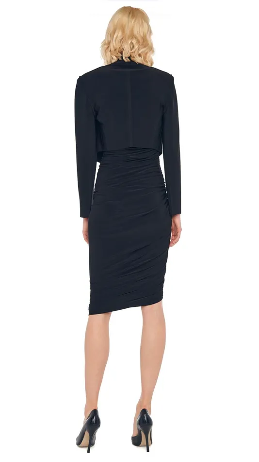 Norma Kamali Wardrobe DIANA DRESS TO KNEE With CROPPED SINGLE BREASTED JACKET 8211 Clothing Norma Kamali Wardrobe DIANA DRESS TO KNEE With CROPPED SINGLE BREASTED JACKET 8211 Clothing