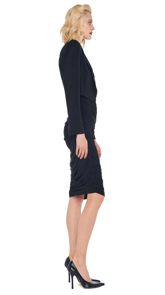 Norma Kamali Wardrobe DIANA DRESS TO KNEE With CROPPED SINGLE BREASTED JACKET 8211 Clothing Norma Kamali Wardrobe DIANA DRESS TO KNEE With CROPPED SINGLE BREASTED JACKET 8211 Clothing