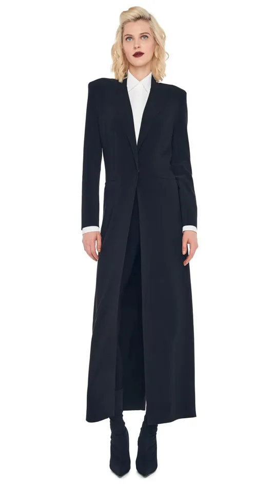 Norma Kamali Wardrobe LEGGING W FOOTIE WO WAISTBAND With SINGLE BREASTED COAT 8211 Clothing Norma Kamali Wardrobe LEGGING W FOOTIE WO WAISTBAND With SINGLE BREASTED COAT 8211 Clothing