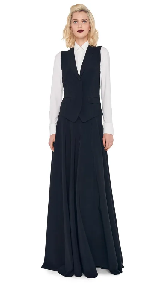 Norma Kamali Wardrobe LONG GRACE SKIRT With VEST WITH LAPEL 8211 Clothing