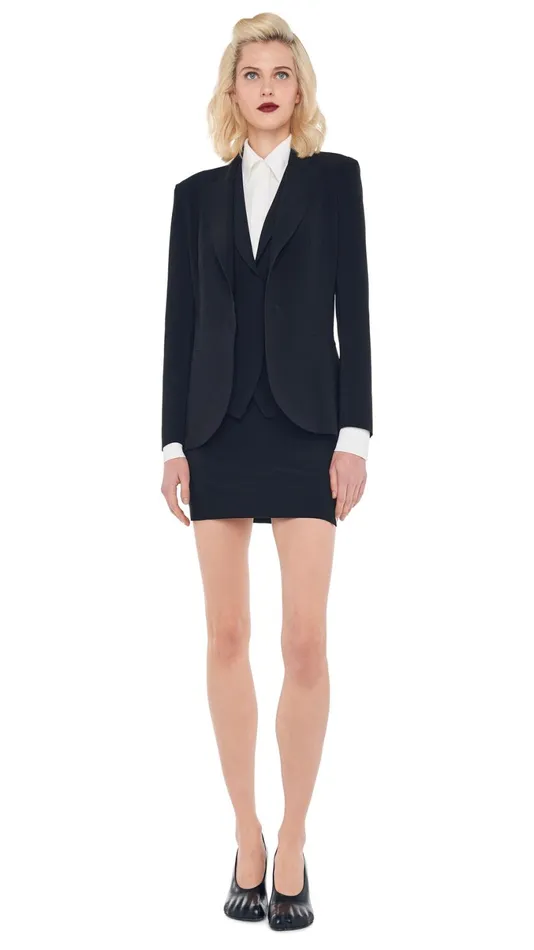 Norma Kamali Wardrobe SIDE SLIT MINI SKIRT With CLASSIC SINGLE BREASTED JACKET 8211 Clothing