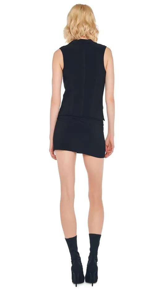Norma Kamali Wardrobe STRAPLESS PICKLEBALL MINI DRESS With VEST WITH LAPEL 8211 Clothing Norma Kamali Wardrobe STRAPLESS PICKLEBALL MINI DRESS With VEST WITH LAPEL 8211 Clothing