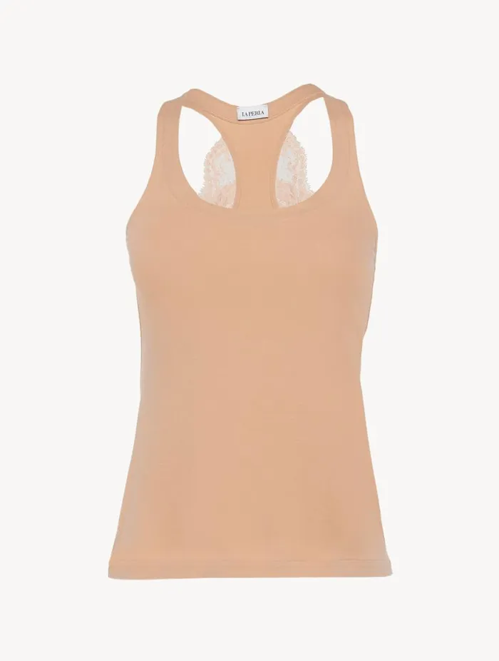 Nude Cotton Vest Top Sleepwear La Perla Camisoles