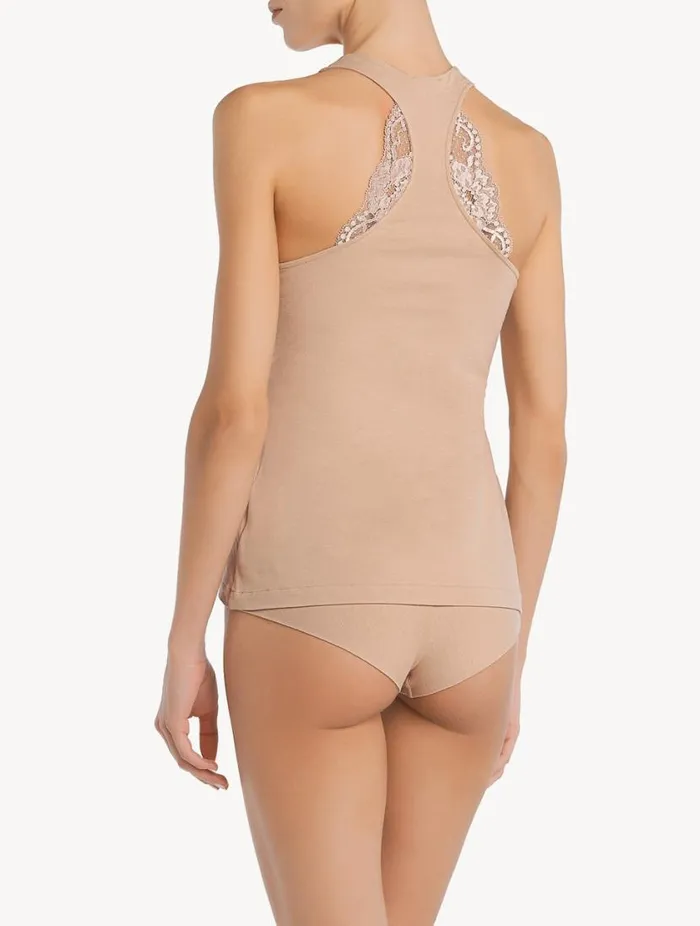 Nude Cotton Vest Top Sleepwear La Perla Camisoles