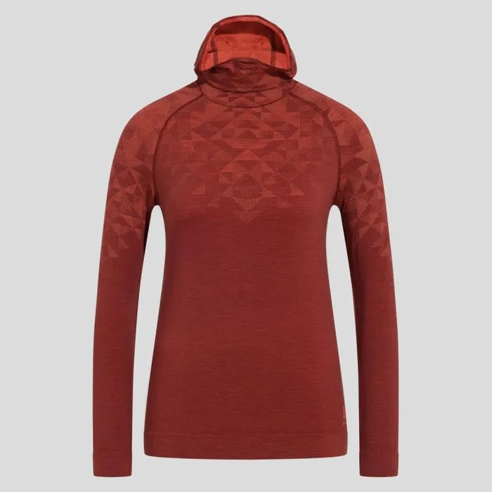 Odlo Base Layers The Kinship Performance Wool Warm Base Layer With Facemask Spiced Apple Melange 8211 Women