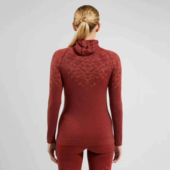 Odlo Base Layers The Kinship Performance Wool Warm Base Layer With Facemask Spiced Apple Melange 8211 Women