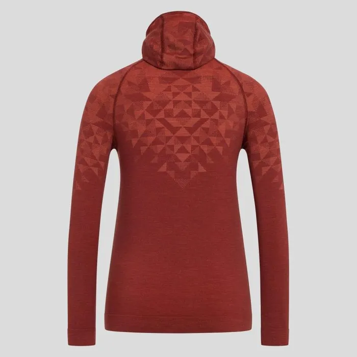 Odlo Base Layers The Kinship Performance Wool Warm Base Layer With Facemask Spiced Apple Melange 8211 Women